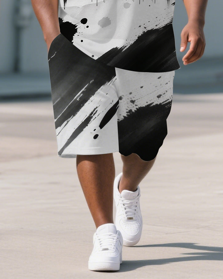 Big & Tall Graffiti Polo Shorts Set for big men view 3