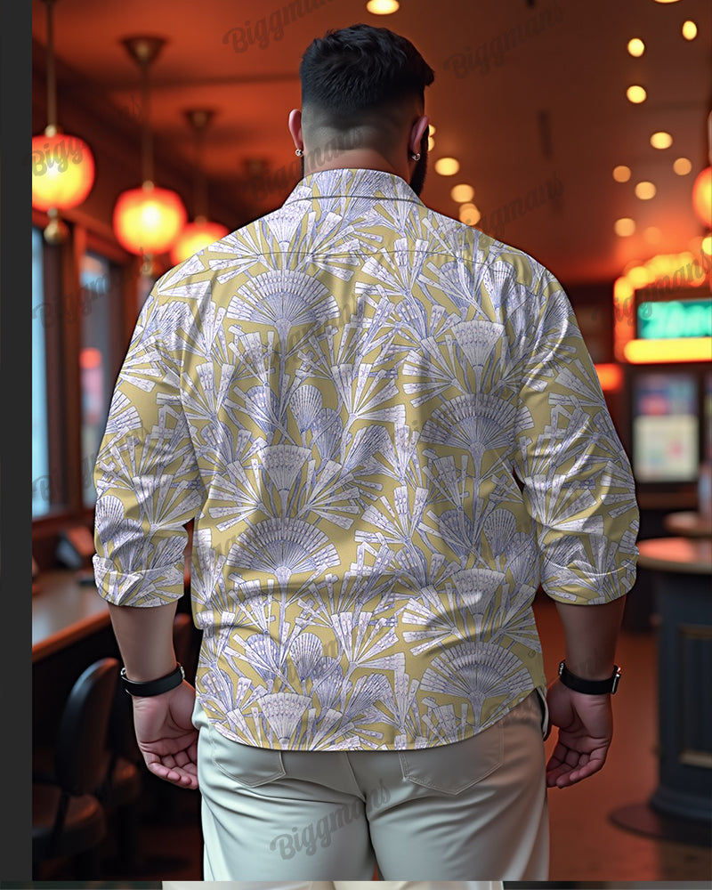 Big & Tall Geometric Long Sleeve Shirt for big men view 3