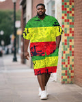 Big & Tall Juneteenth Colorblock T-Shirt Shorts Set for big men view 1