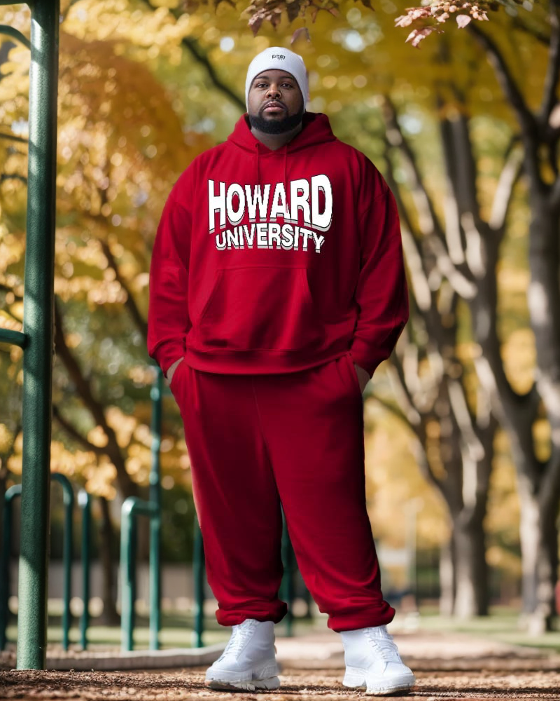 Big & Tall Red Streetwear Hoodie Sweatpants Set for big men view 1