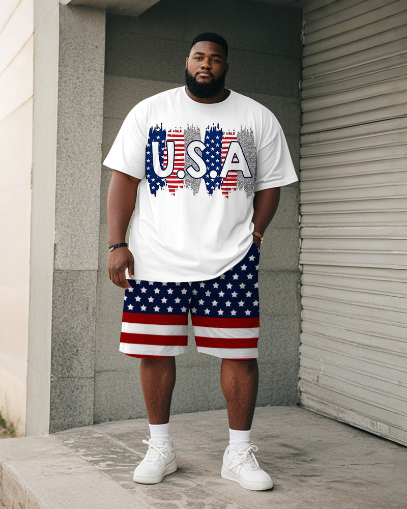 Big & Tall Graphic T-Shirt Shorts Set for big men view 1