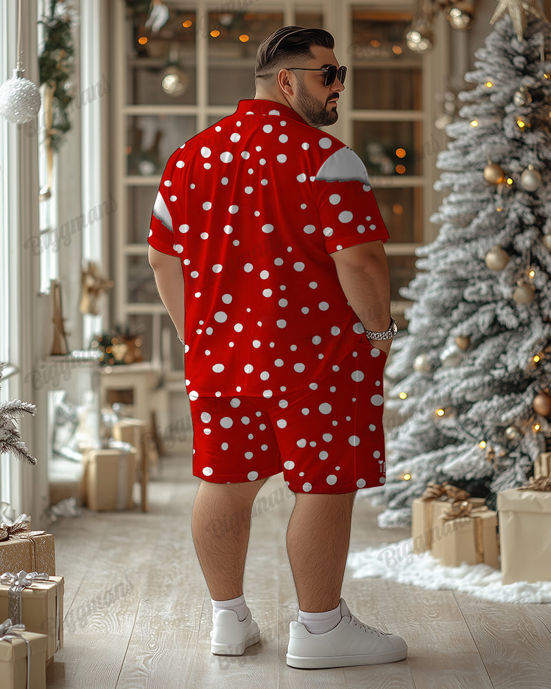 Big & Tall Red Graphic T-Shirt Shorts Set for big men view 2