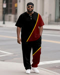 Big & Tall Black Red Graphic T-Shirt Pants Set for big men view 1