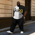 Big & Tall Black Plaid Graphic T-Shirt Pants Set for big men view 1