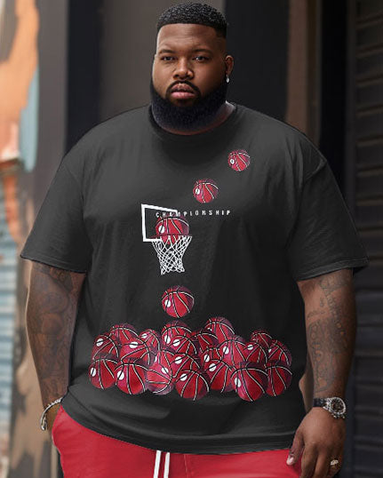 Big & Tall Graphic Streetwear T-Shirt Shorts Set for big men view 3