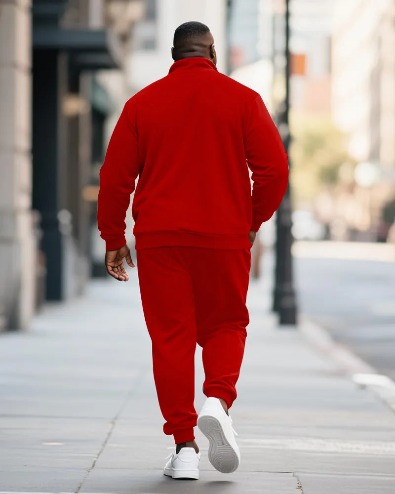 Big & Tall Solid Color Two-piece Set for big men view 9