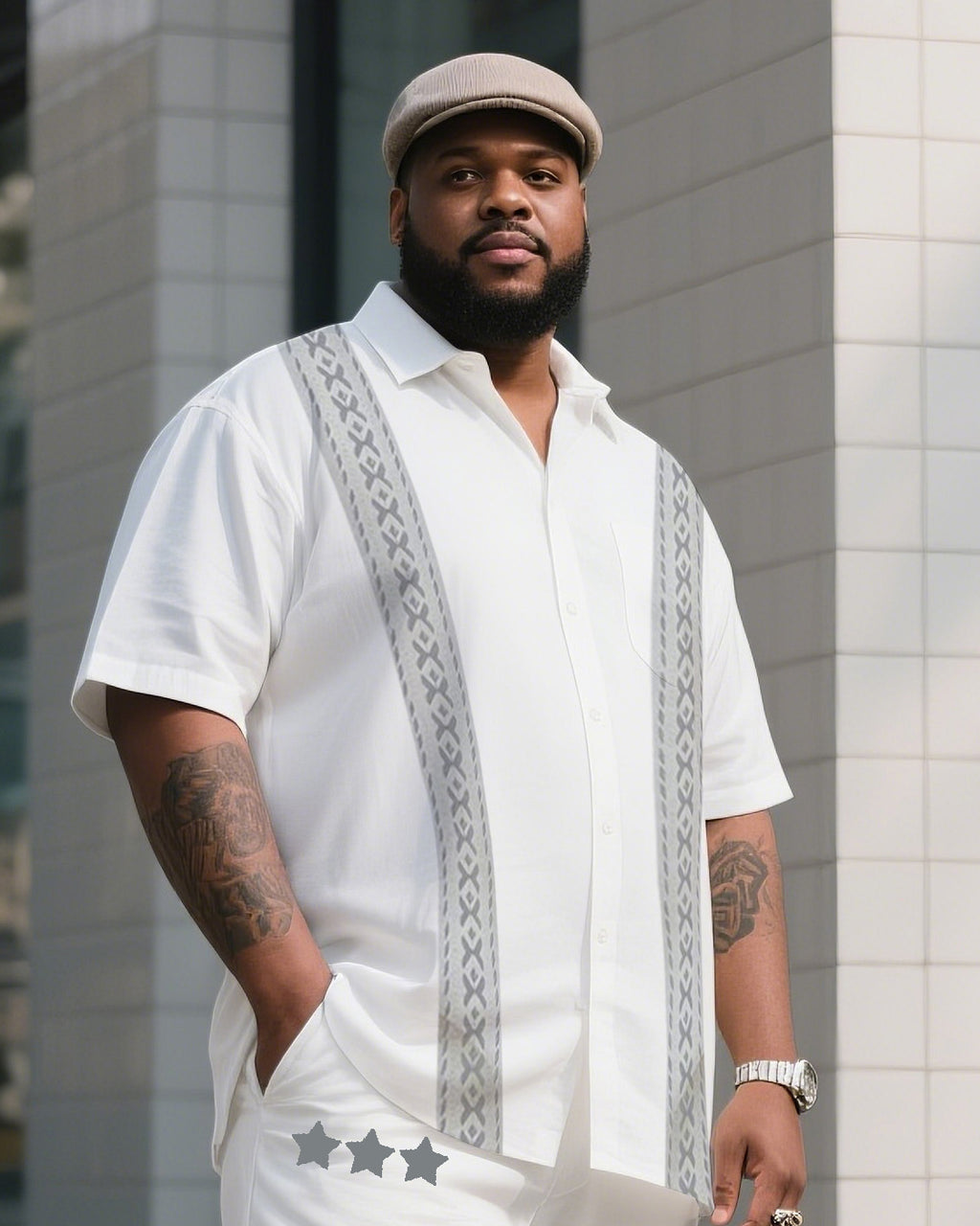 Big & Tall Striped T-Shirt Pants Set for big men view 2