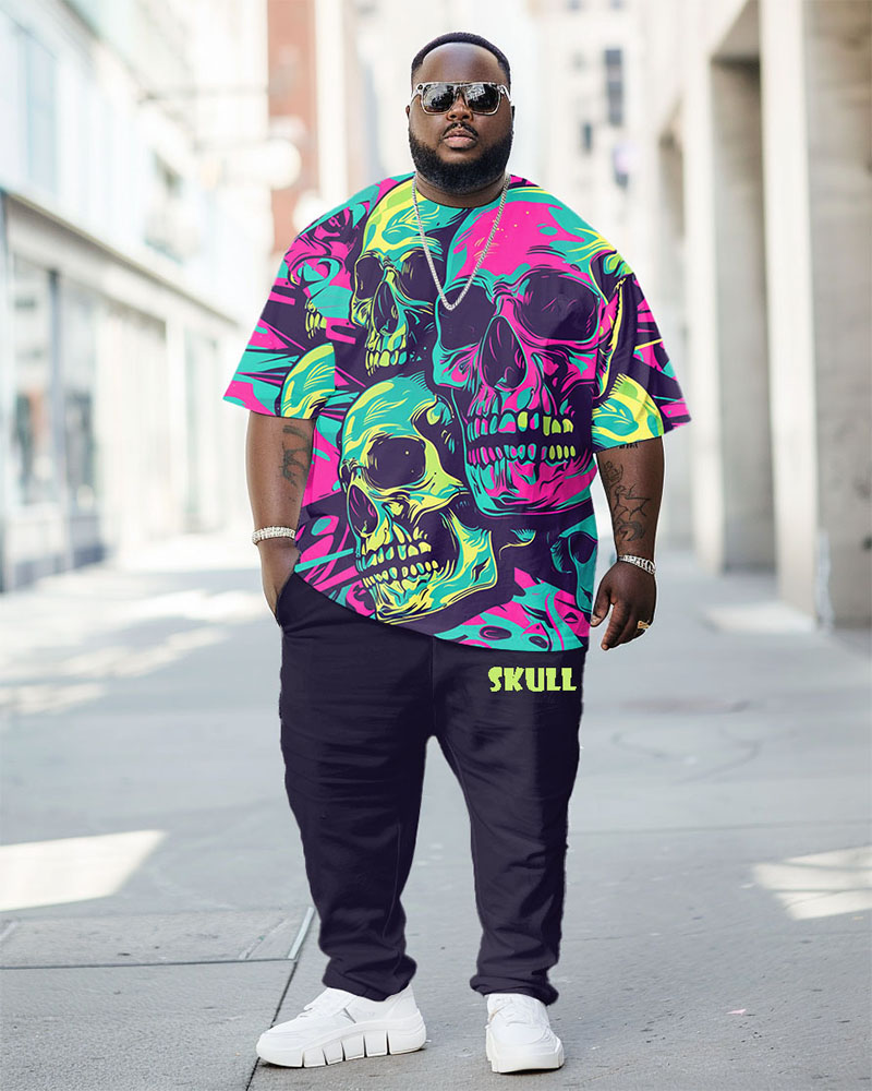 Big & Tall Geometric Graphic T-Shirt Pants Set for big men view 1