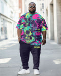 Big & Tall Geometric Graphic T-Shirt Pants Set for big men view 1