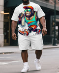 Big & Tall Graphic Streetwear T-Shirt Shorts Set for big men view 1