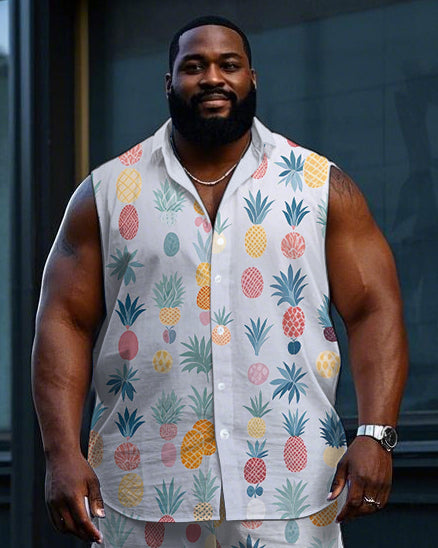 Big & Tall Hawaiian T-Shirt Shorts Set for big men view 2