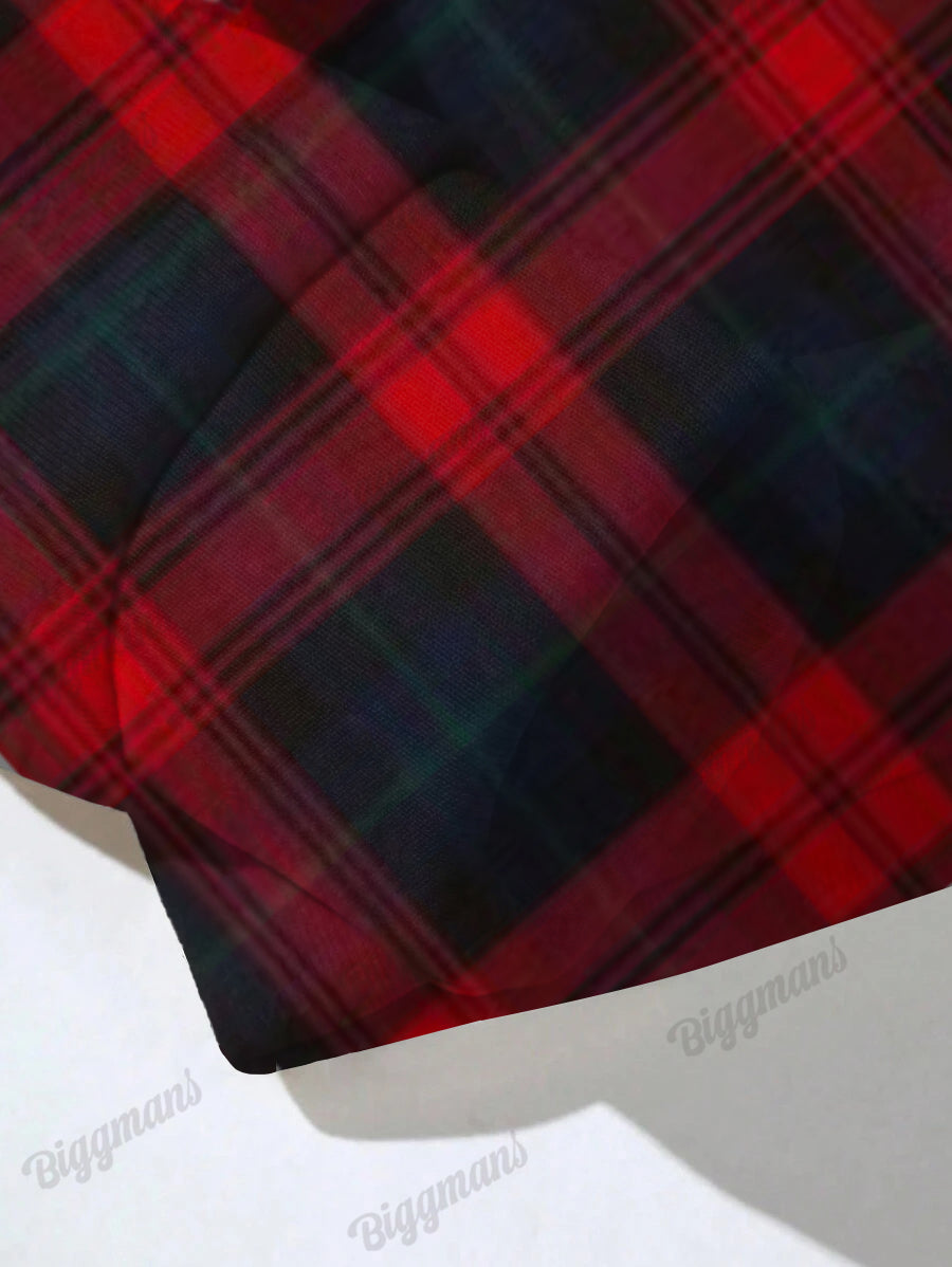 Big & Tall Colorblock Plaid Hoodie Sweatpants Set for big men view 6