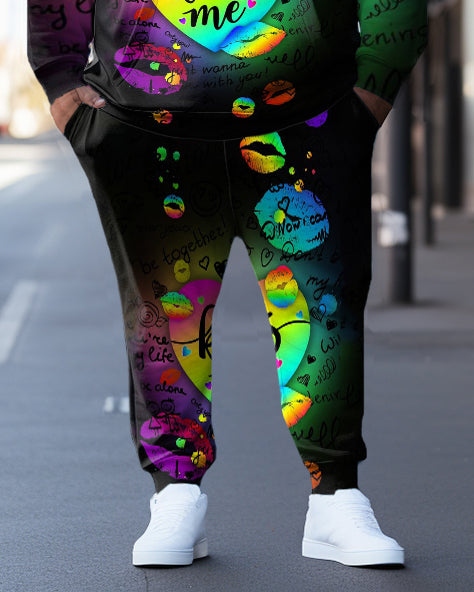 Big & Tall Graffiti Athletic Hoodie Sweatpants Set for big men view 3