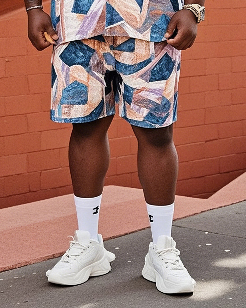 Big & Tall Graphic T-Shirt Shorts Set for big men view 3