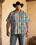 Big & Tall Western Denim Graphic Short Sleeve Shirt for big men view 1