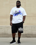 Big & Tall Graffiti Streetwear T-Shirt Shorts Set for big men view 2