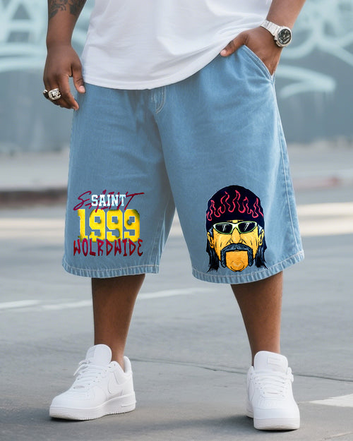Big & Tall Denim Washed Streetwear Jeans for big men
