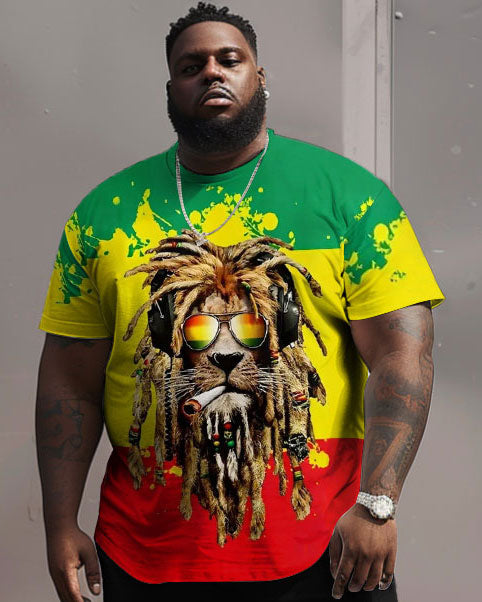 Big & Tall Red Green Graphic Two-piece Set for big men view 3