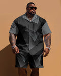 Big & Tall Geometric Graphic T-Shirt Shorts Set for big men view 1