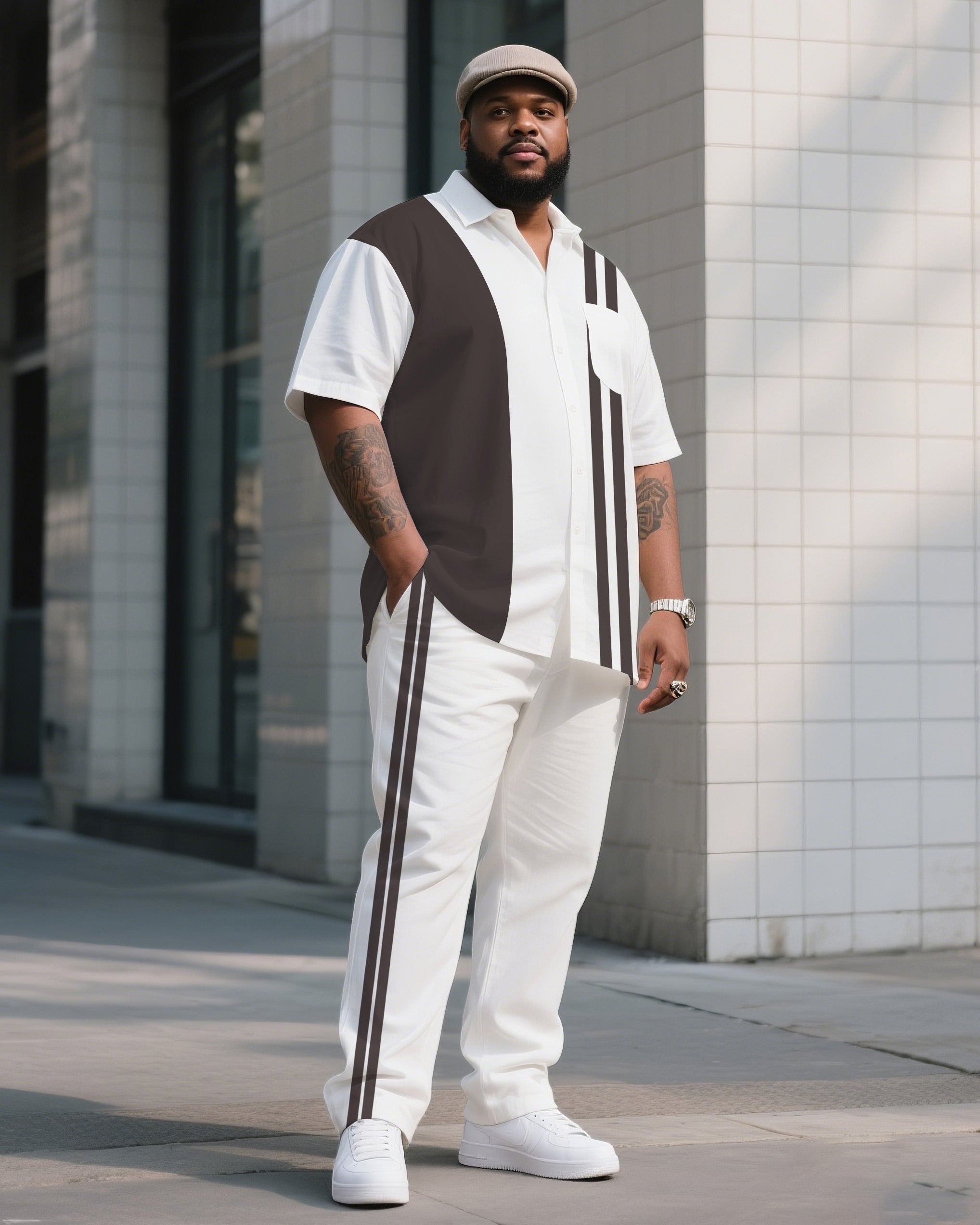 Big & Tall Colorblock T-Shirt Pants Set for big men view 1