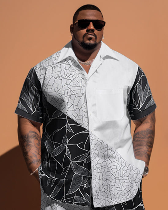 Big & Tall Patchwork T-Shirt Shorts Set for big men view 2