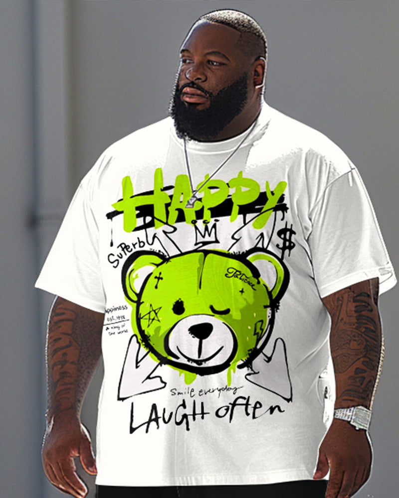 Big & Tall Graffiti Streetwear T-Shirt Pants Set for big men view 2