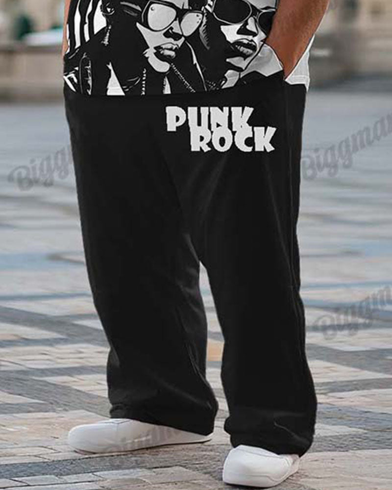 Big & Tall Graphic Graffiti T-Shirt Pants Set for big men view 3