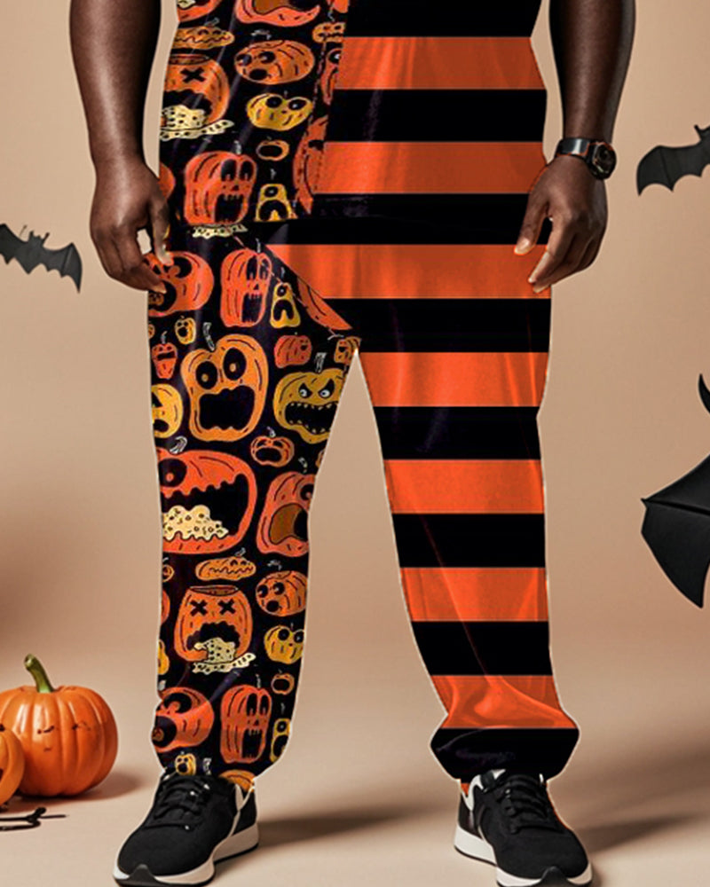 Big & Tall Striped T-Shirt Pants Set for big men view 3