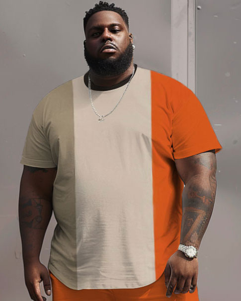 Big & Tall Colorblock T-Shirt Shorts Set for big men view 3