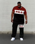 Big & Tall Black White Colorblock T-Shirt Pants Set for big men view 1