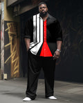 Big & Tall Colorblock Geometric Striped Two-piece Set for big men view 1