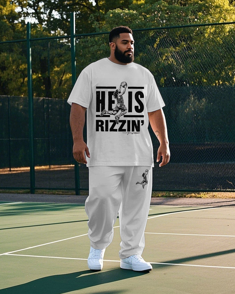 Big & Tall Graphic T-Shirt Pants Set for big men view 1