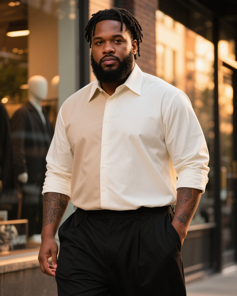 Big & Tall White Business Casual Long Sleeve Shirt for big men view 2