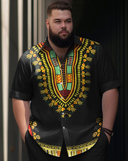 Big & Tall Gradient Shirt Pants Set for big men view 2