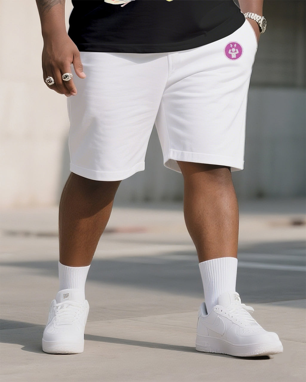 Big & Tall Streetwear T-Shirt Shorts Set for big men view 3
