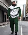 Big & Tall Green Colorblock Hoodie Sweatpants Set for big men view 1