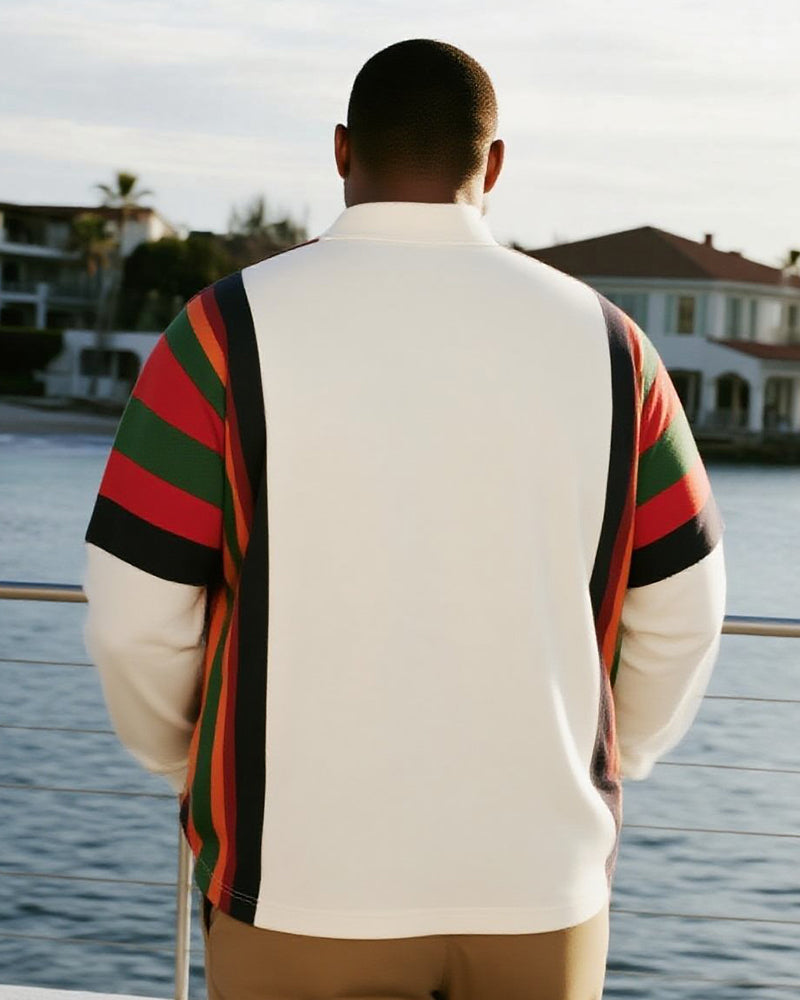 Big & Tall Colorblock Striped Graphic Polo Shirt for big men view 2