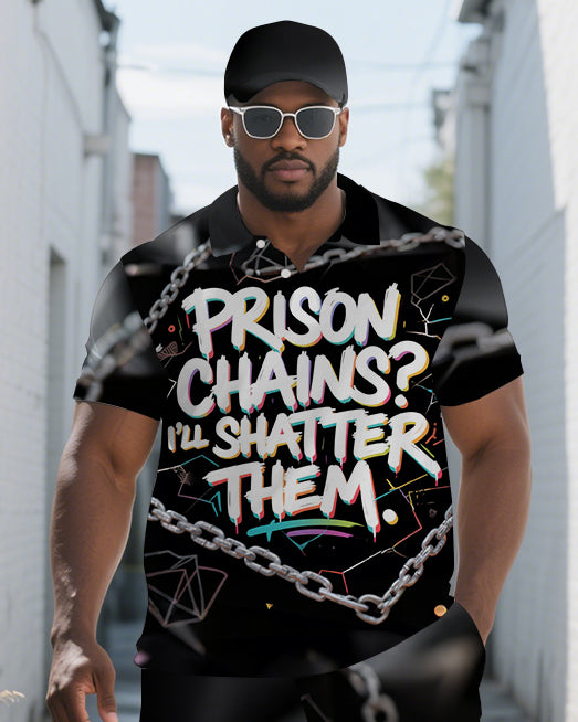 Big & Tall Graphic Graffiti Polo Shorts Set for big men view 2