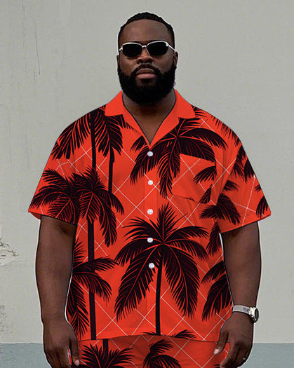Big & Tall Tropical Plaid T-Shirt Shorts Set for big men view 2