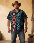 Big & Tall Western Denim Graphic Short Sleeve Shirt for big men view 1