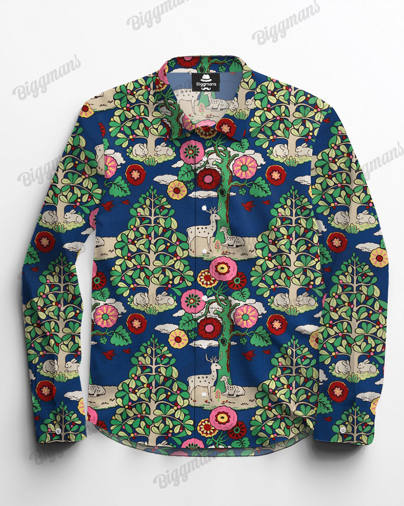 Big & Tall Hawaiian Streetwear Long Sleeve Shirt for big men view 4