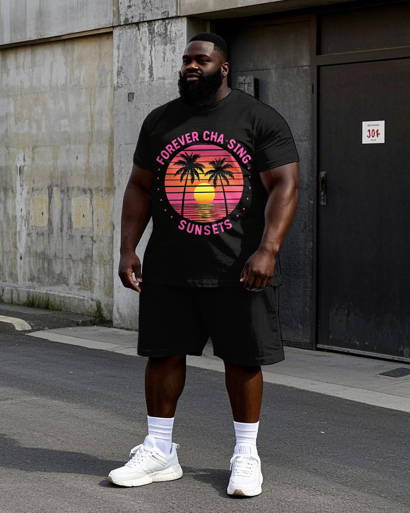 Big & Tall Hawaiian T-Shirt Shorts Set for big men view 1