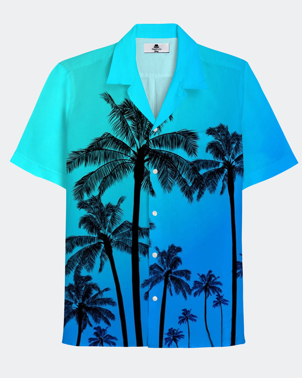 Big & Tall Brown Blue Hawaiian Short Sleeve Shirt for big men view 2