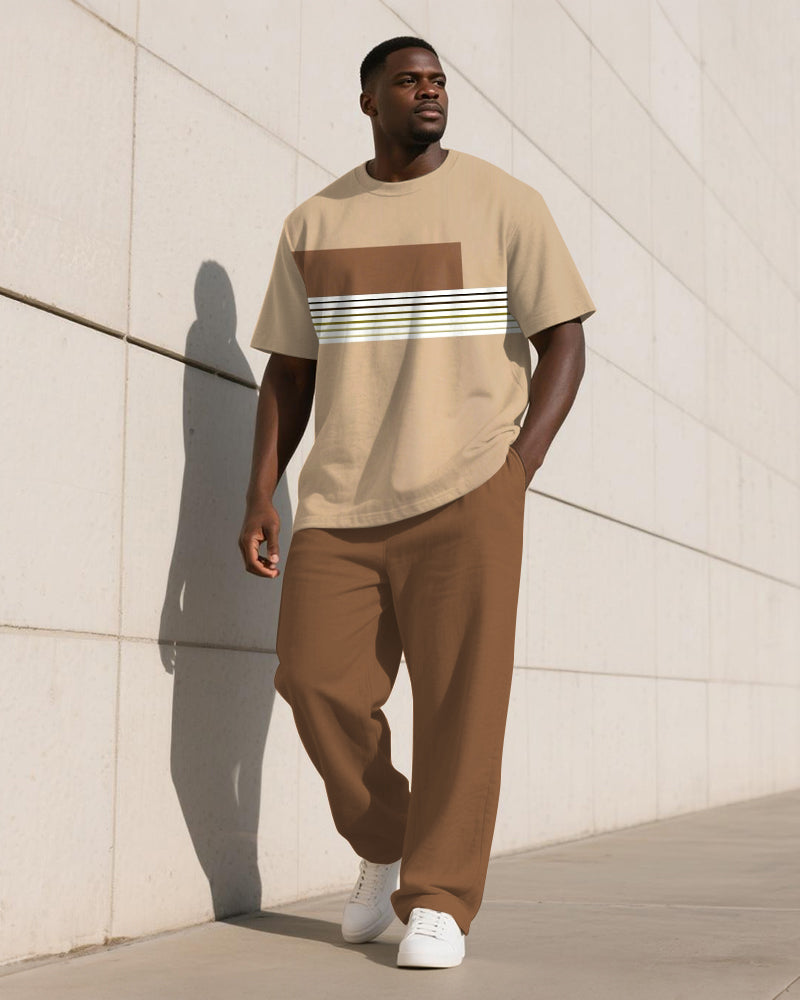 Big & Tall Colorblock Gradient T-Shirt Pants Set for big men view 4