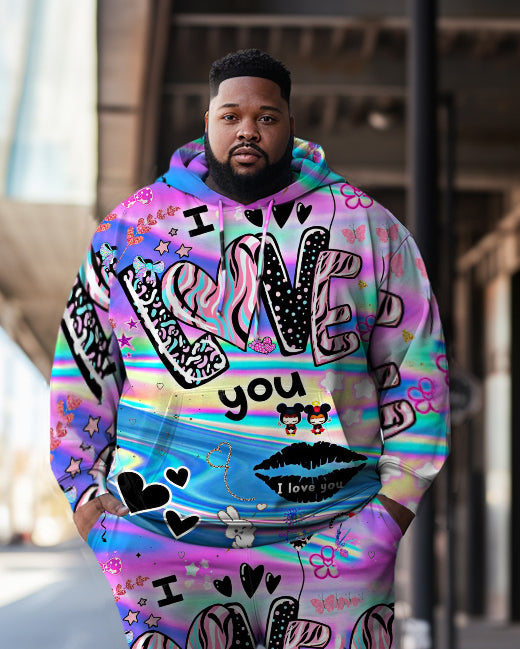 Big & Tall Graphic Hoodie Sweatpants Set for big men view 2