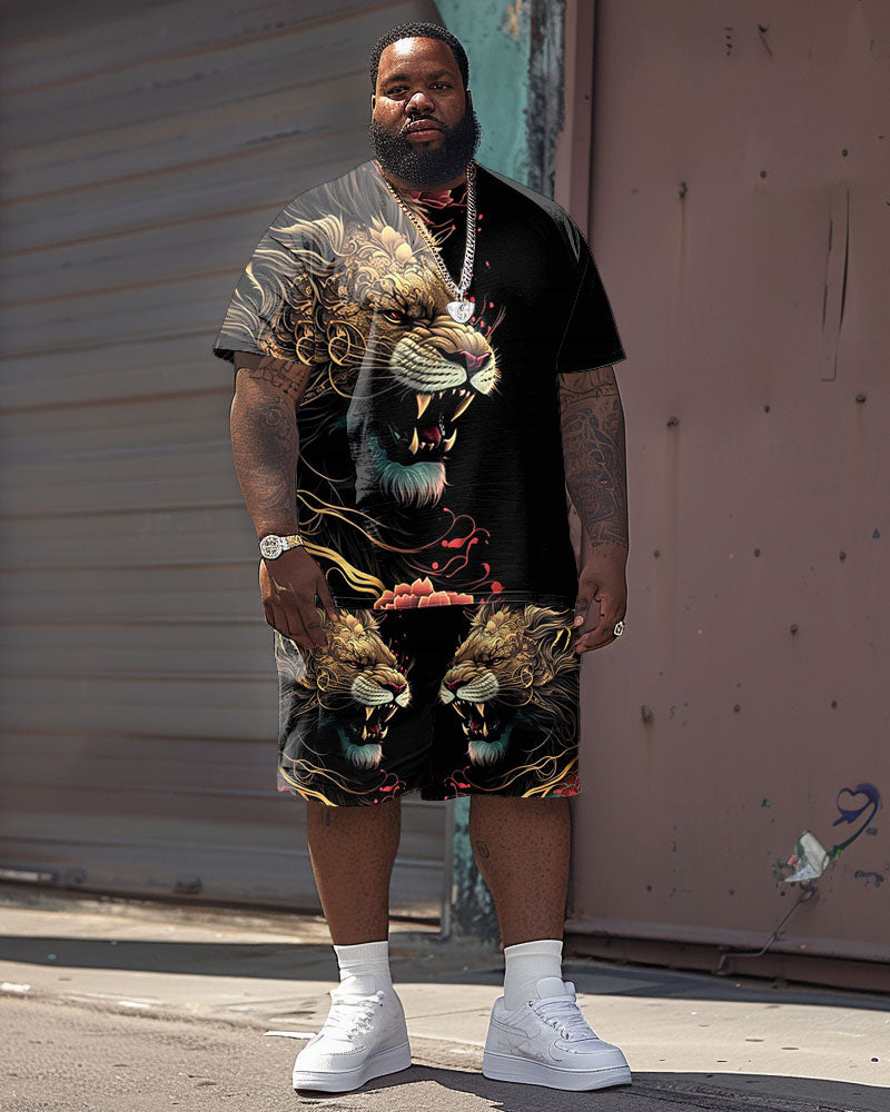 Big & Tall Graphic Streetwear T-Shirt Shorts Set for big men view 1