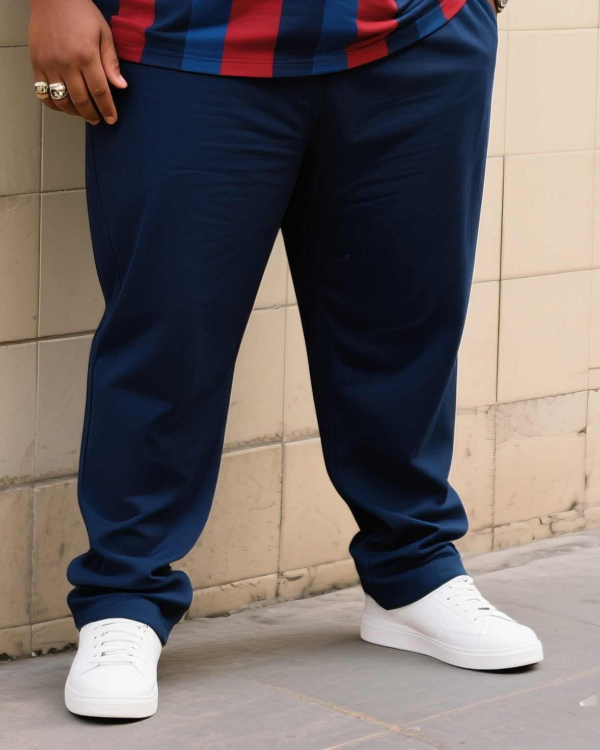 Big & Tall Blue Colorblock T-Shirt Pants Set for big men view 3