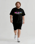 Big & Tall Graphic Streetwear T-Shirt Shorts Set for big men view 1