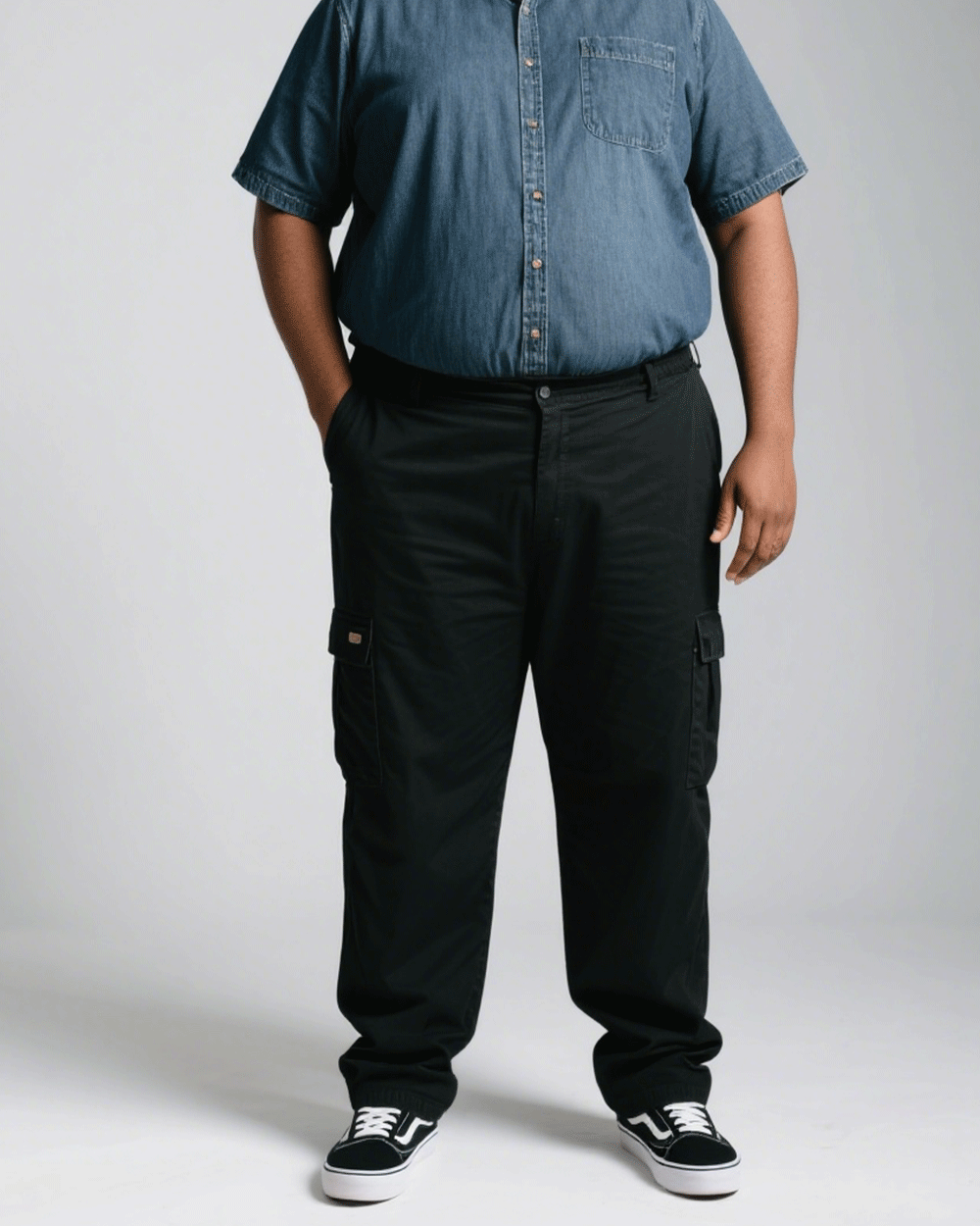 Big & Tall Black T-Shirt Pants Set for big men view 3