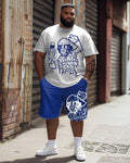 Big & Tall Graphic Graffiti T-Shirt Shorts Set for big men view 1